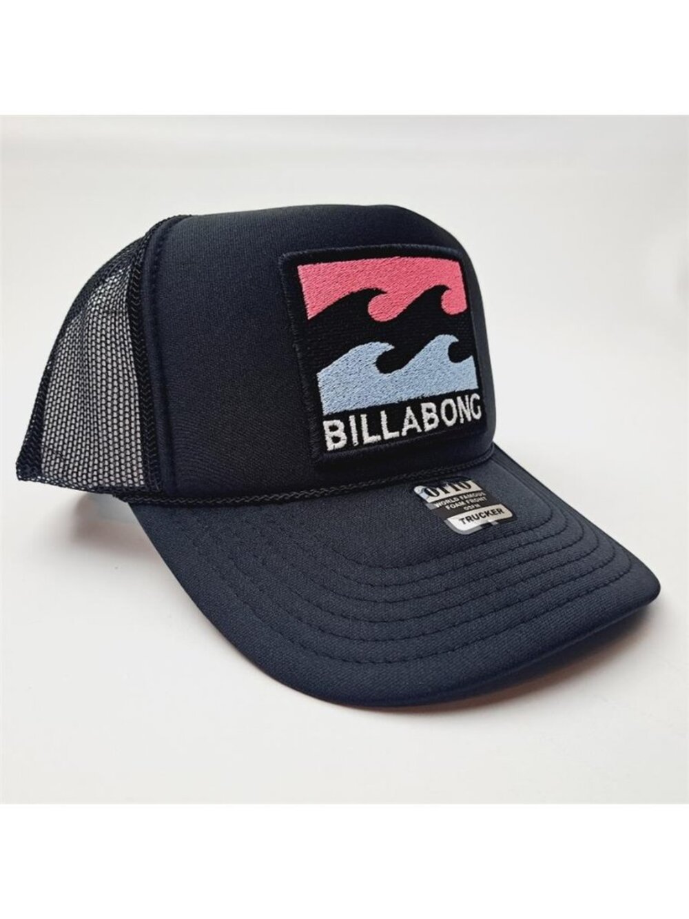 Vintage Billabong Wave Patch Foam Trucker Hat Black Surfer Beach Rope Cap New - Picture 3 of 4
